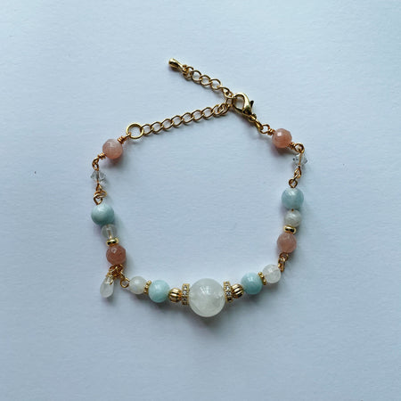 moonstone aquamarine sunstone bracelet dainty BR0017